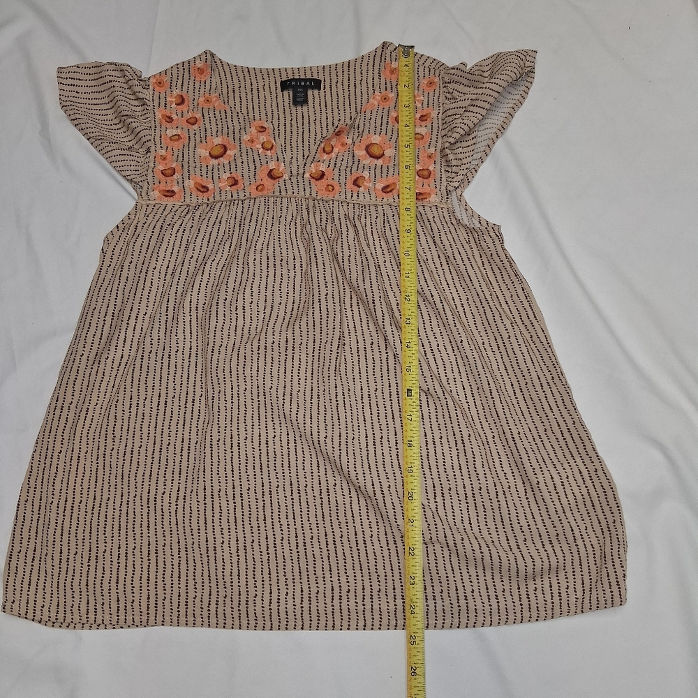 Tribal Women's Blouse Bohemian Chic with Pink Floral Embroidery Size M - Picture 14 of 14